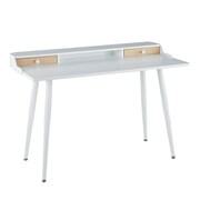 LUMISOURCE Harvey Desk in White Steel, White, Natural Wood and Whites OFD-HRVY WNA